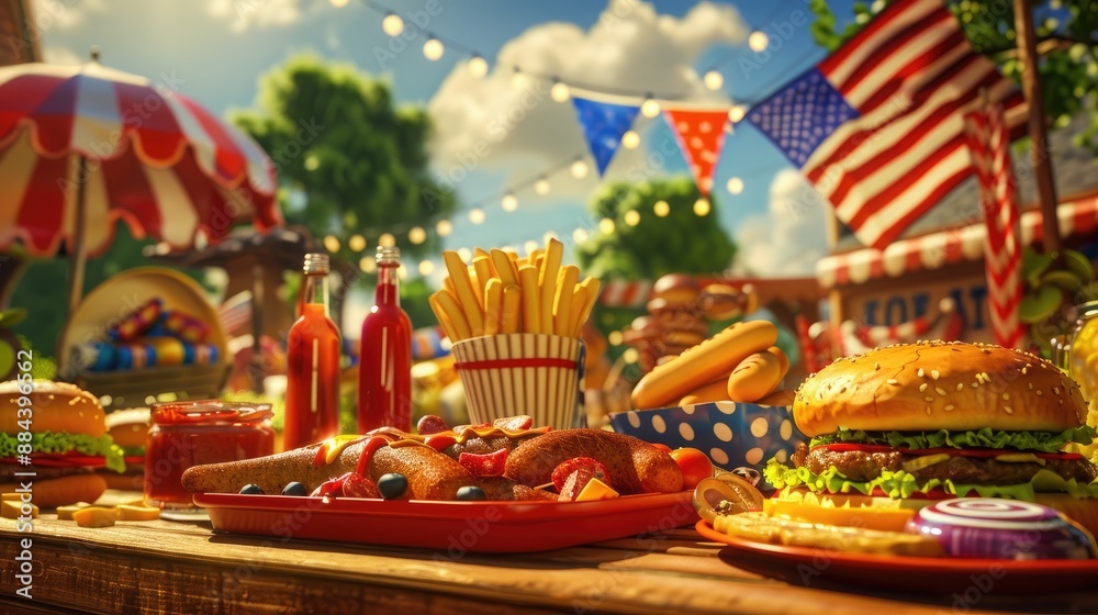 Obraz premium Independence Day BBQ Bash: Delicious Cookout Celebration