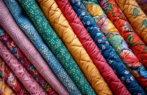 Colorful Fabric Swatches With Herringbone Pattern