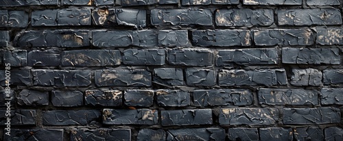 Black Brick Wall With Aged Mortar And Texture