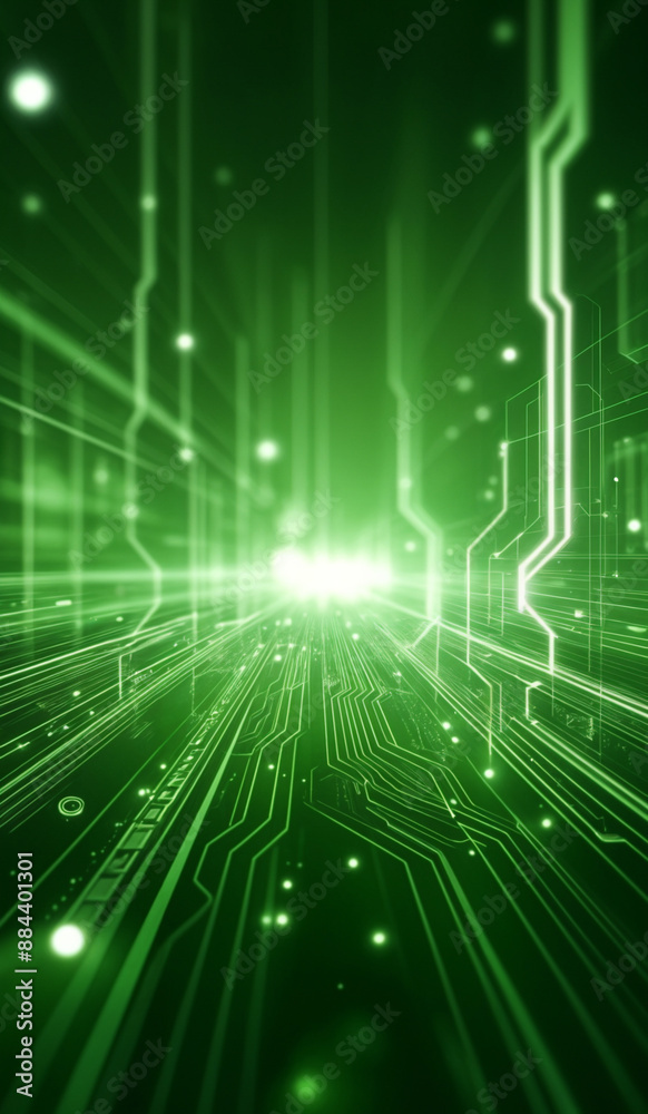 Obraz premium Green and white abstract technology background