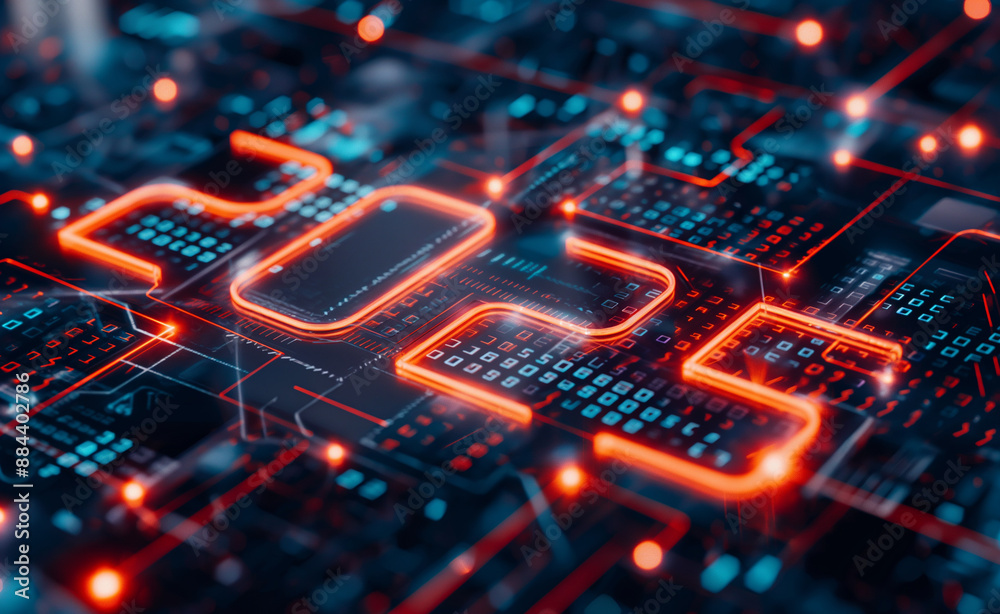 Close-up of 2025 in neon lights on a circuit board. Close-up of 2025 in neon lights on a circuit board.