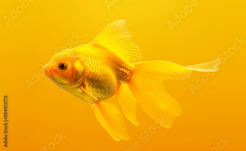 Bright yellow fish swimming in a yellow background.