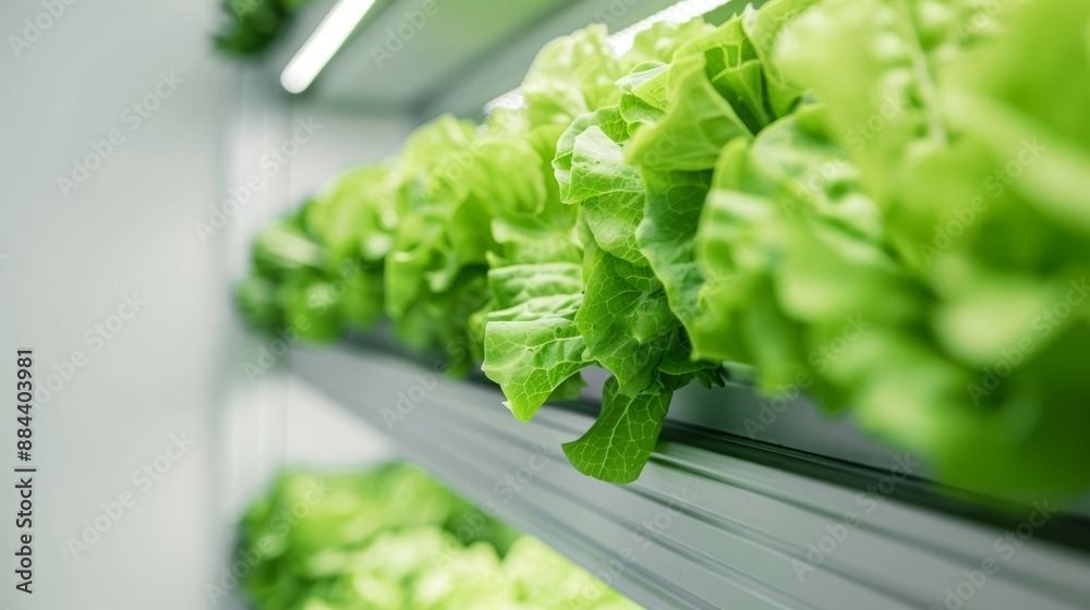Close-up of automated harvesting equipment collecting lettuce in a vertical farm, modern agriculture, no people, focus cover all object, deep dept of field Close-up of automated harvesting equipment collecting lettuce in a vertical farm, modern agriculture, no people, focus cover all object, deep dept of field
