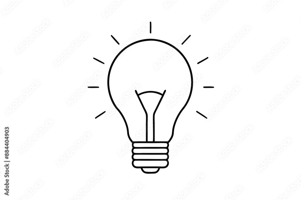 Light Bulb Single Line Art Vector Illustration Design on White Background - Printable Graphic. Light Bulb Single Line Art Vector Illustration Design on White Background - Printable Graphic.