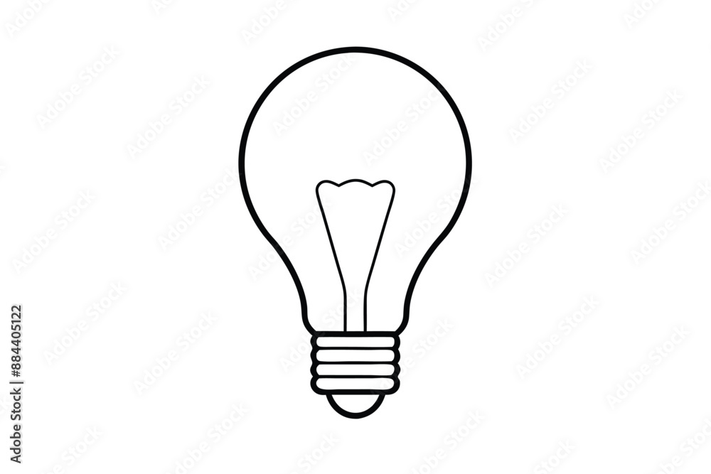 Light Bulb Single Line Art Vector Illustration Design on White Background - Printable Graphic. Light Bulb Single Line Art Vector Illustration Design on White Background - Printable Graphic.