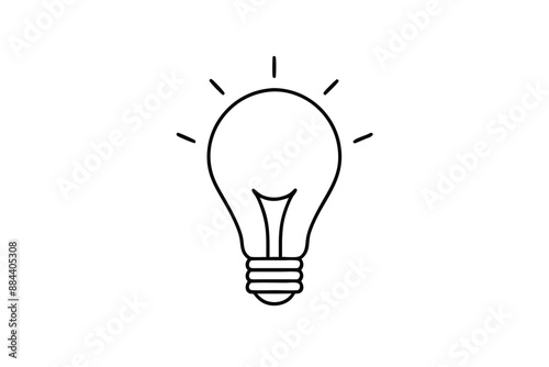 Light Bulb Single Line Art Vector Illustration Design on White Background - Printable Graphic.