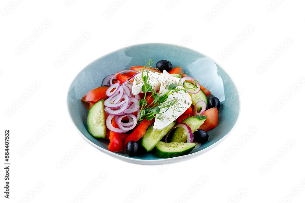 Top Selling, Best Salad with Vegetables and Feta Cheese on a White Background, Isolate, For Menu Top Selling, Best Salad with Vegetables and Feta Cheese on a White Background, Isolate, For Menu