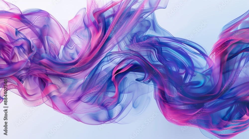 A purple and blue stream of smoke with a white background A purple and blue stream of smoke with a white background