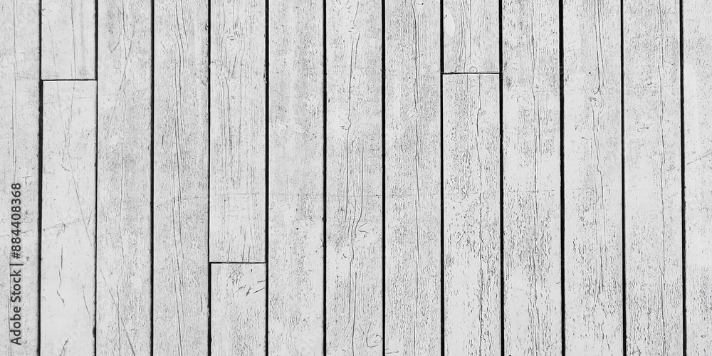 Naklejka premium Wood texture background. White painted wooden wall backdrop. Wood planks. Wood banner. Scratched wooden surface.