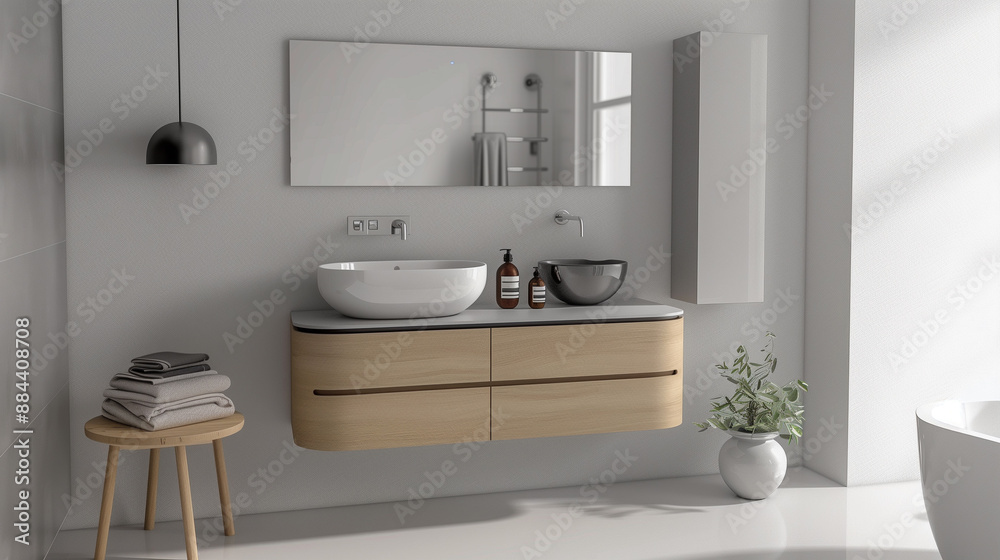 Minimalist modern bathroom interior design 3d render Minimalist modern bathroom interior design 3d render