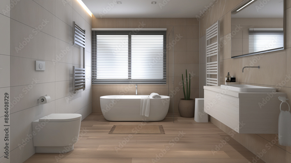 Minimalist modern bathroom interior design 3d render Minimalist modern bathroom interior design 3d render