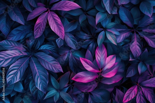 Vibrant Purple and Blue Tropical Leaves