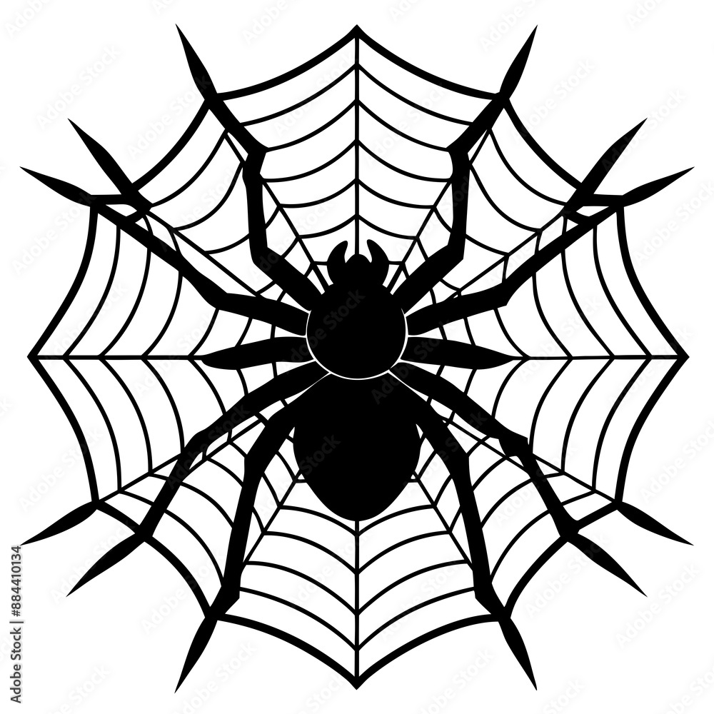 Obraz premium spider, web, halloween, insect, vector, illustration
