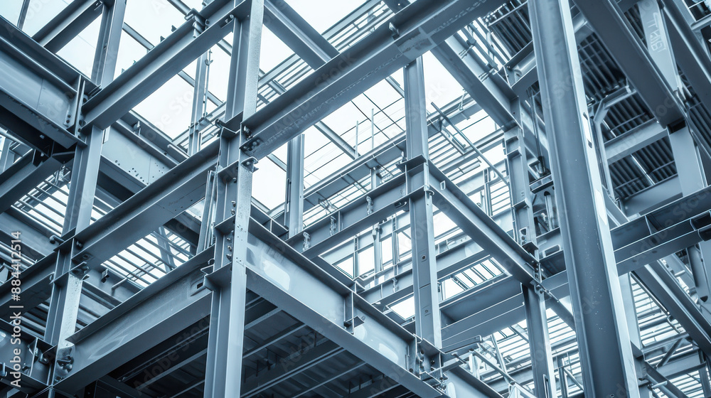 A steel framework of a building under construction, highlighting the complexity of modern architecture A steel framework of a building under construction, highlighting the complexity of modern architecture