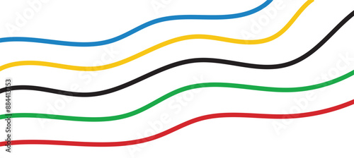 Colorful curved striped way isolated on transparent background. Olympic games banner. Olympic games straight lines, Olympic color ring, game line, modern. Vector illustration
