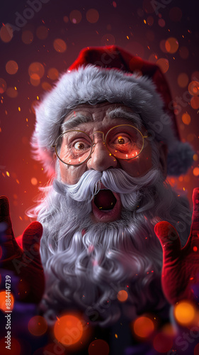 Funny Photo of Surprised Santa Claus
