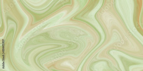 Abstract fluid art background light green and olive colors. Multicolored background from paints on liquid. Liquid Marble style. Texture for banners and posters.