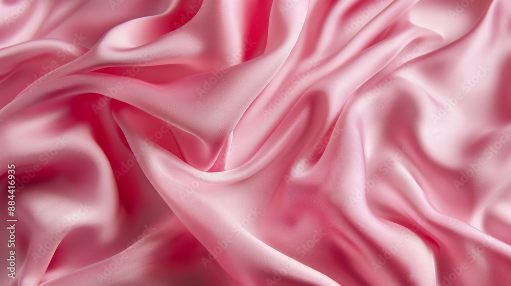 Smooth and shiny pink silk fabric with elegant folds. Smooth and shiny pink silk fabric with elegant folds.