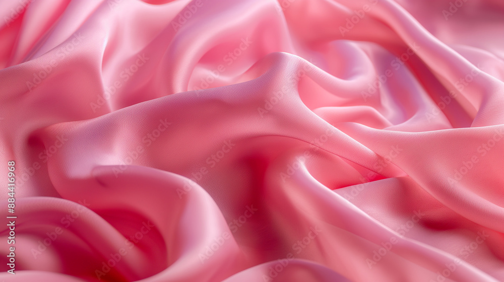 Obraz premium Smooth and shiny pink silk fabric with elegant folds.
