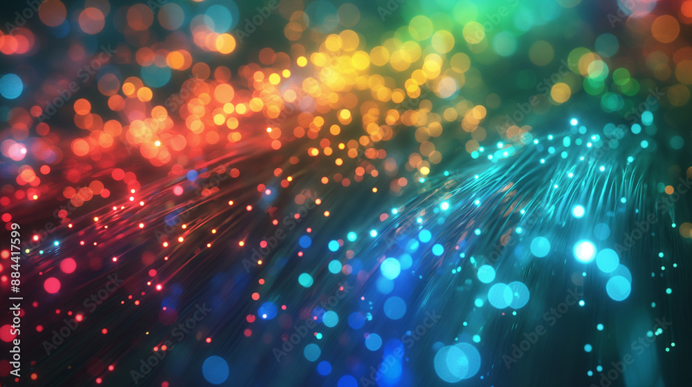 Colorful fiber optic light trails in a vibrant abstract design. Colorful fiber optic light trails in a vibrant abstract design.