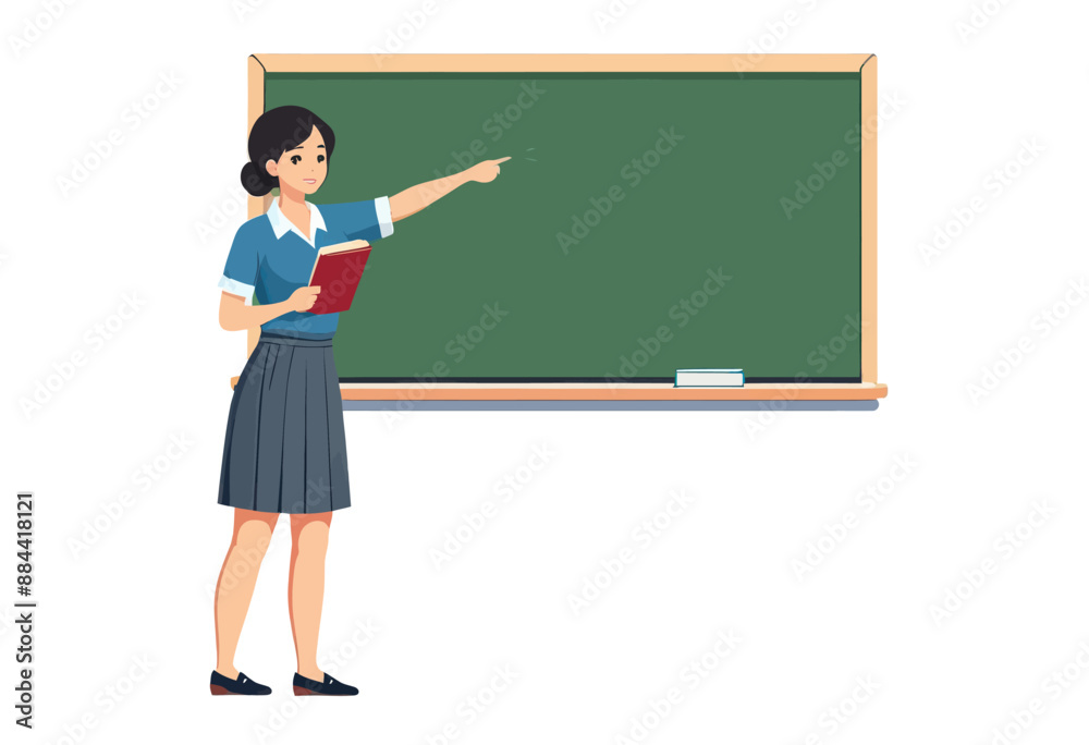 Teacher Pointing to Chalkboard Teacher Pointing to Chalkboard