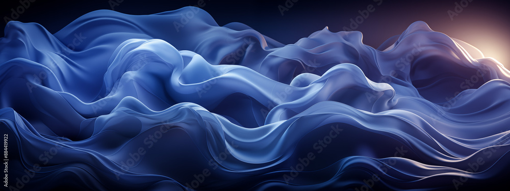 Obraz premium Futuristic Abstract Blue Wave Pattern with Fluid Motion and Light Gradient
