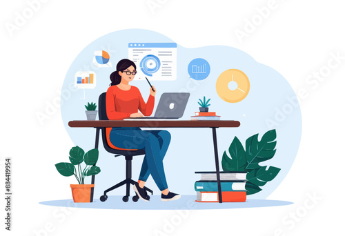 Focused Professional Working on Laptop