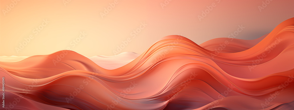 Obraz premium Warm Toned Abstract Waves with a Soft Horizon