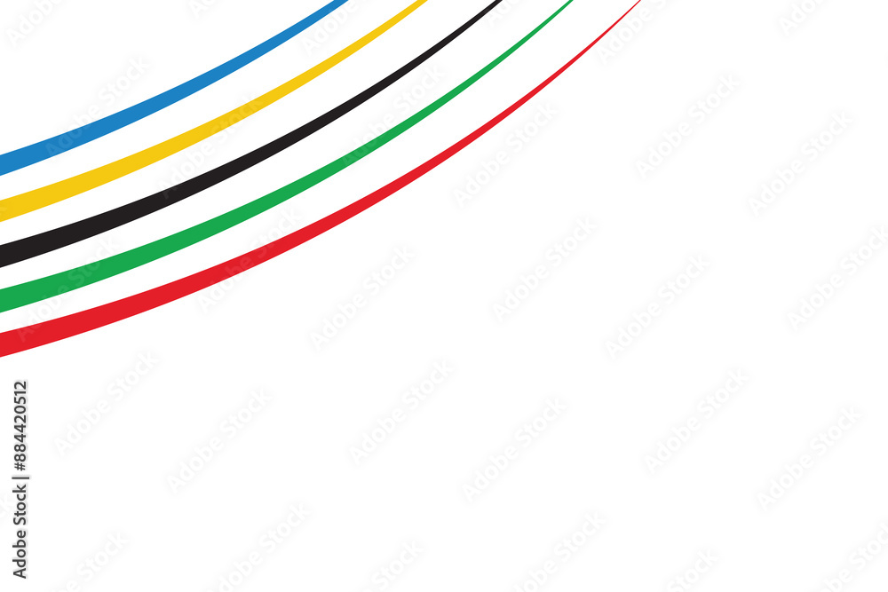 Colorful curved striped way isolated on transparent background. Olympic games banner. Olympic games straight lines, Olympic color ring, game line, modern. Vector illustration Colorful curved striped way isolated on transparent background. Olympic games banner. Olympic games straight lines, Olympic color ring, game line, modern. Vector illustration