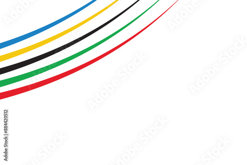 Colorful curved striped way isolated on transparent background. Olympic games banner. Olympic games straight lines, Olympic color ring, game line, modern. Vector illustration