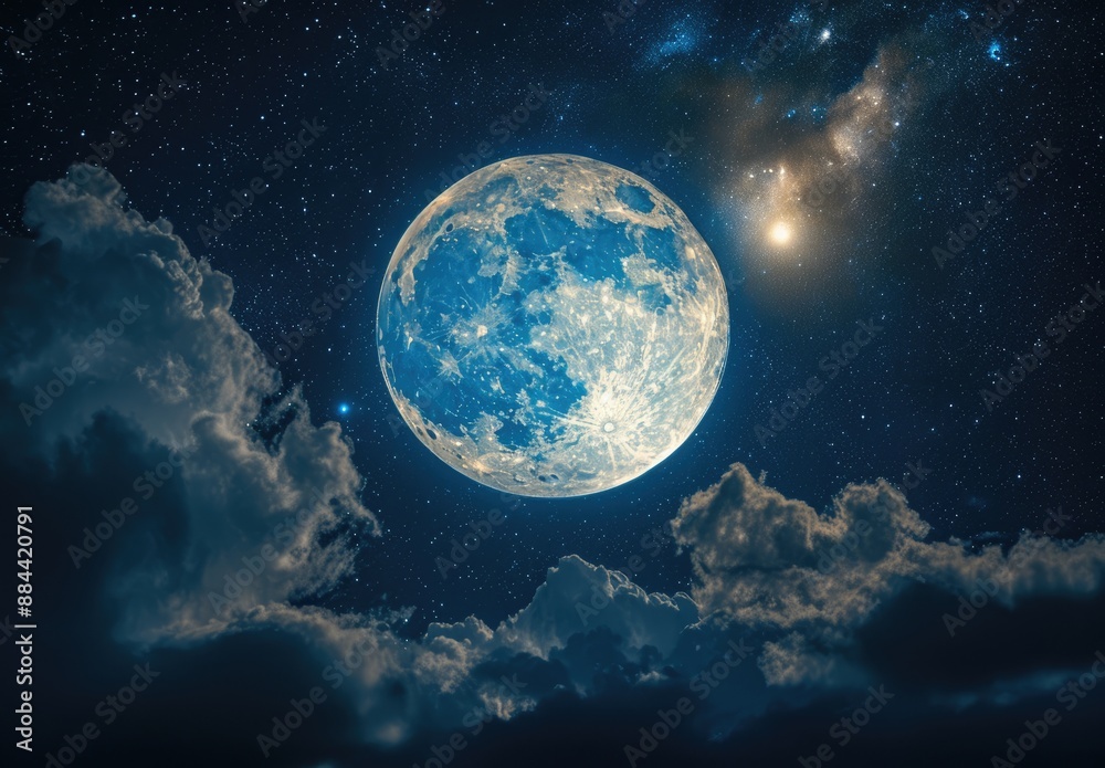 Full Moon in a Starry Night Sky Full Moon in a Starry Night Sky