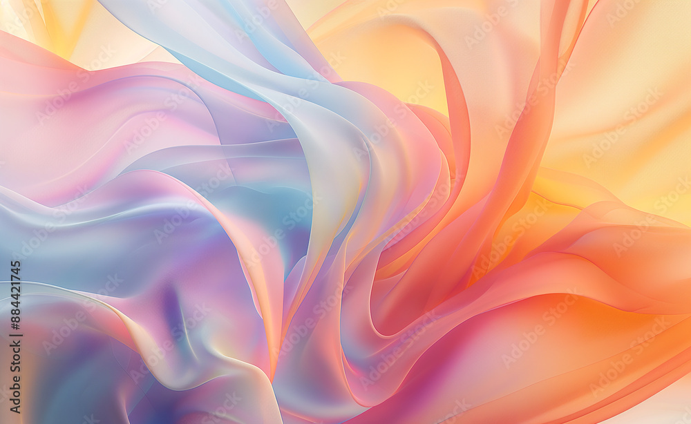 Fototapeta premium Soft pastel-colored fabric waves with a smooth texture.