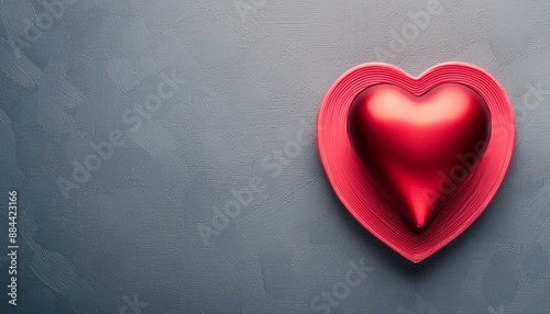 heart in red on a gray textured canvas