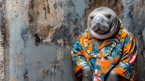 Manatee in Hawaiian Shirt