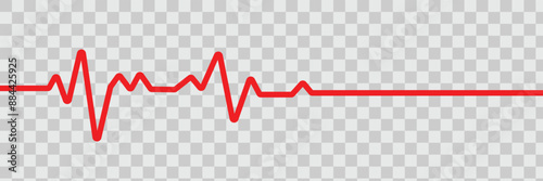 Heart rate monitor line vector isolated on transparent background. Heart rate pulse rhythm line  Vector illustration .