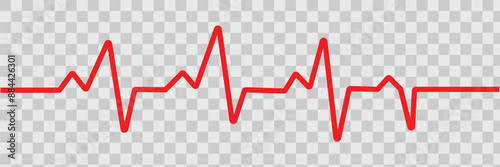 Heart rate monitor line vector isolated on transparent background. Heart rate pulse rhythm line Vector  illustration.