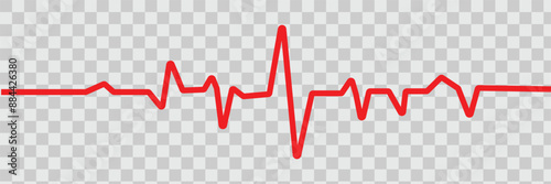 Heart rate monitor line vector isolated on transparent background. Heart rate pulse rhythm line  Vector illustration .