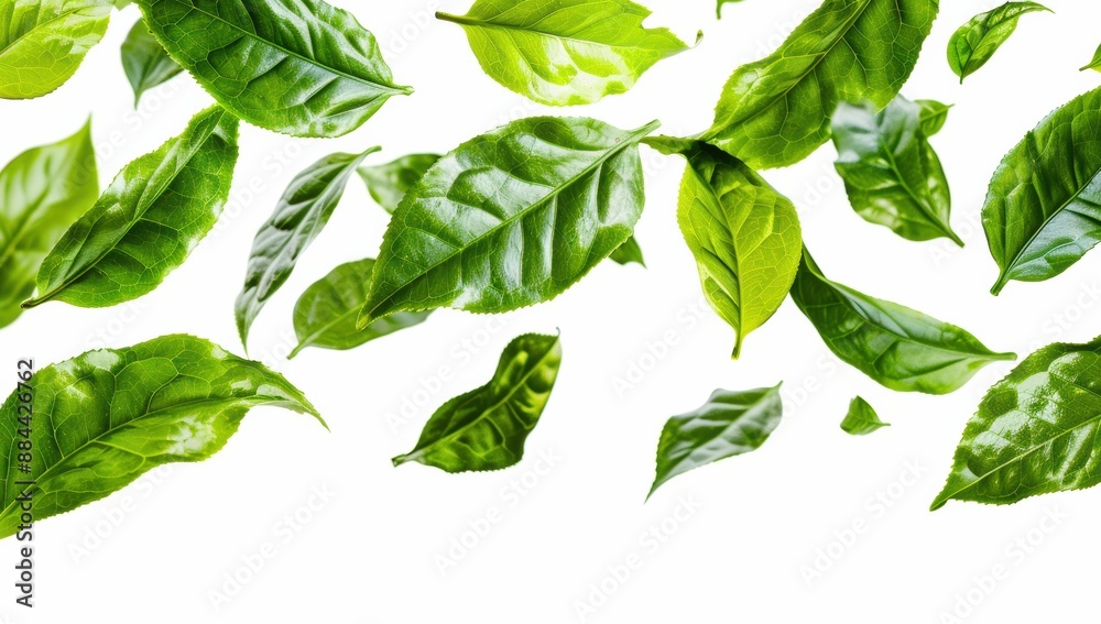 Green Tea Leaves Dancing in the Air Green Tea Leaves Dancing in the Air