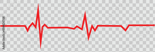 Heart rate monitor line vector isolated on transparent background. Heart rate pulse rhythm line  Vector illustration .