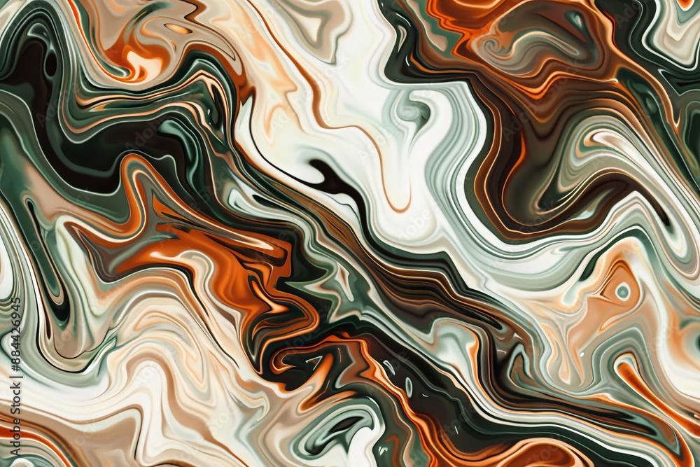 A close-up image of swirling abstract marble texture, resembling liquid art in shades of green, orange and white. A close-up image of swirling abstract marble texture, resembling liquid art in shades of green, orange and white.