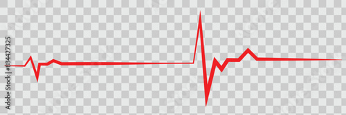 Heart rate monitor line vector isolated on transparent background. Heart rate pulse rhythm line  Vector illustration .
