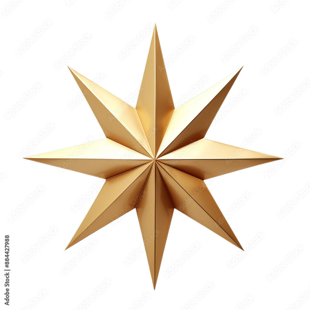 Golden eight-pointed star with a symmetrical design, perfect for festive decorations and creative projects. Golden eight-pointed star with a symmetrical design, perfect for festive decorations and creative projects.