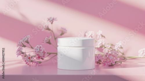 Wallpaper Mural Beauty products mockup on pink background with white plastic container Torontodigital.ca