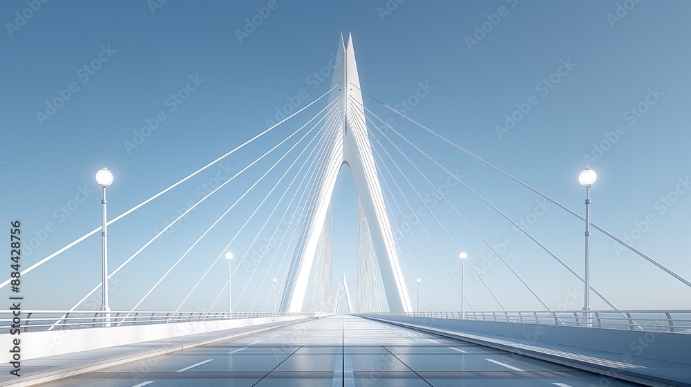 Minimalist white bridge with blue sky Minimalist white bridge with blue sky
