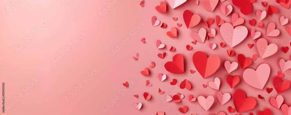 A red background with a bunch of hearts scattered around it. Free copy space for text. A red background with a bunch of hearts scattered around it. Free copy space for text.
