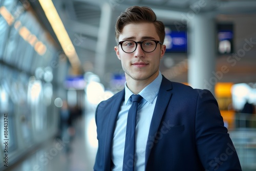 Airport scene: Young business professional poised for international travel © Oleksandr