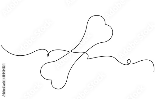 Continuous line drawing of human bone. Line art of dog bone. One line drawing background. Vector illustration. Continuous one line drawing of bone. simple human bone line art vector illustration