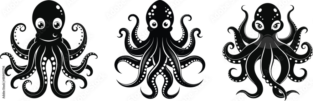 Octopus Silhouette Vector Illustration Octopus Silhouette Vector Illustration