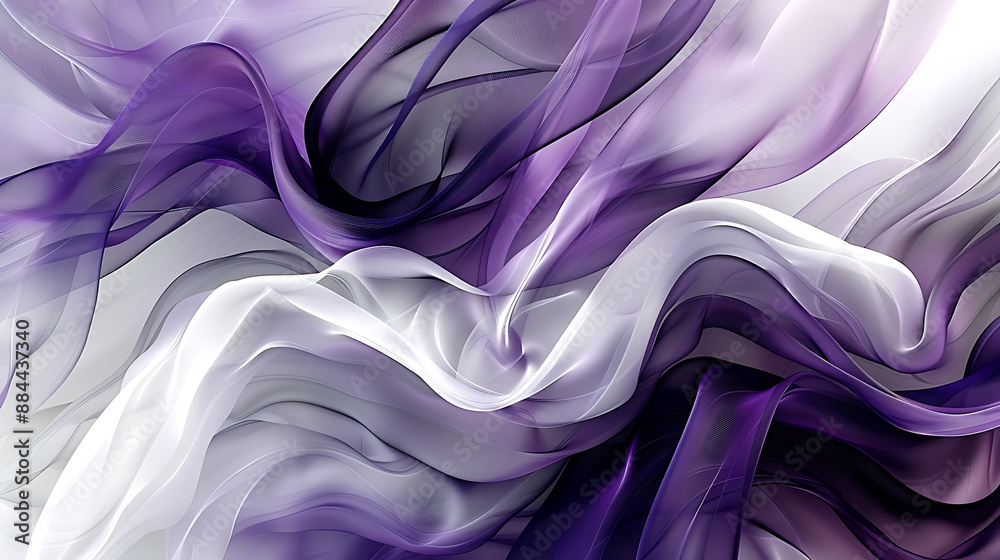 Obraz premium an abstract design with flowing lines and curves in shades of purple, white, and gray. It evokes a sense of fluidity and movement, resembling silky textures