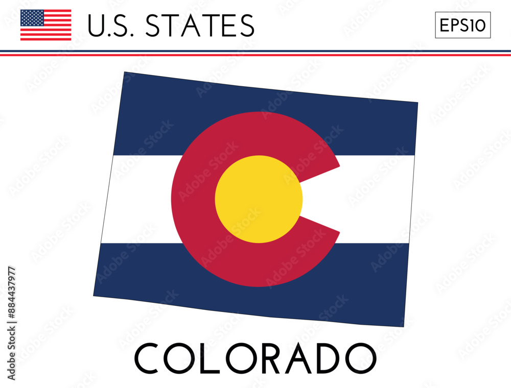 Colorado USA state map shape with flag. Map of Colorado in the Colorado ...